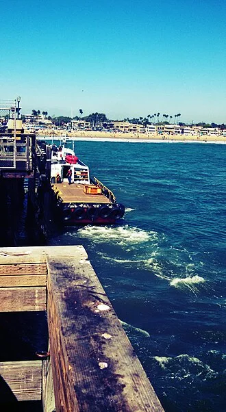 Seal Beach shoreline viewed from the pier — real photograph